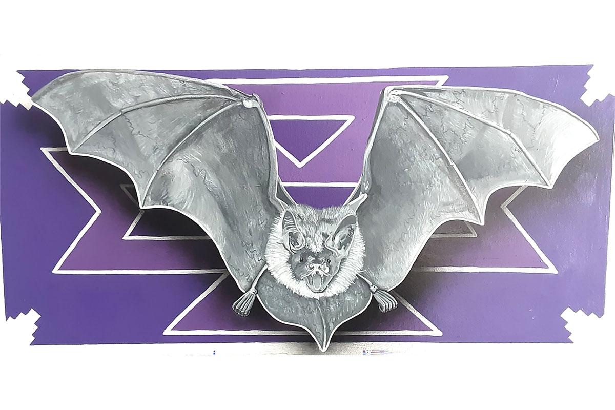 巴赫:一只紫色背景的蝙蝠草图